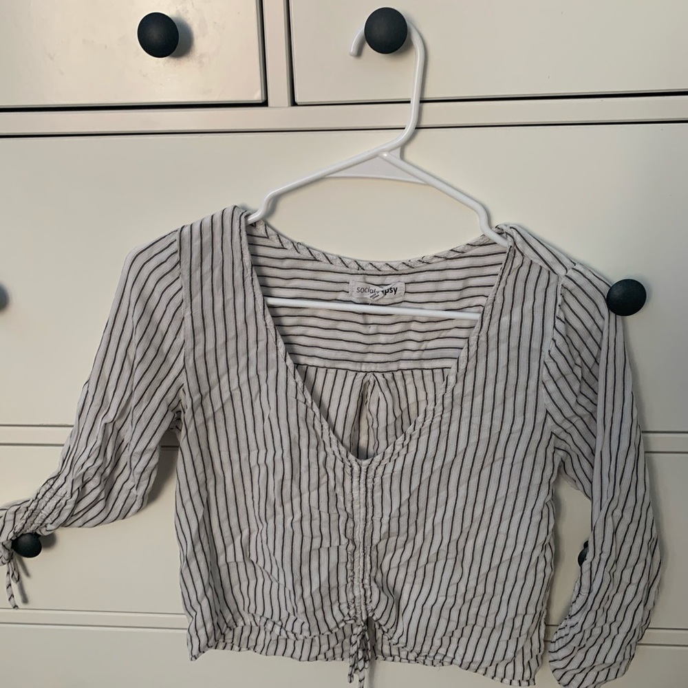 Tilly’s SOCIAL GYPSY Stripe Cinch Front Womens Top